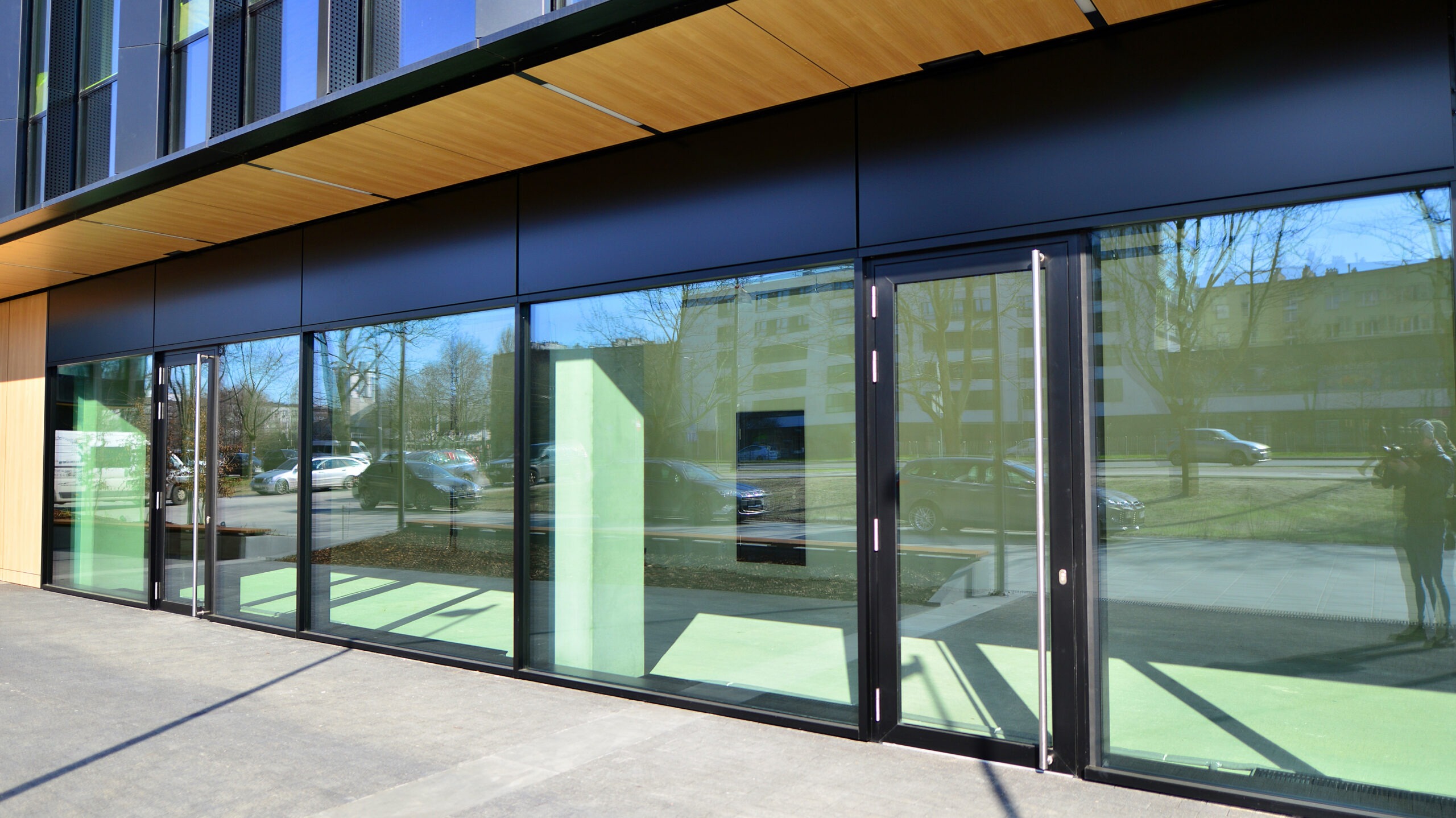 Commercial storefront with clean windows